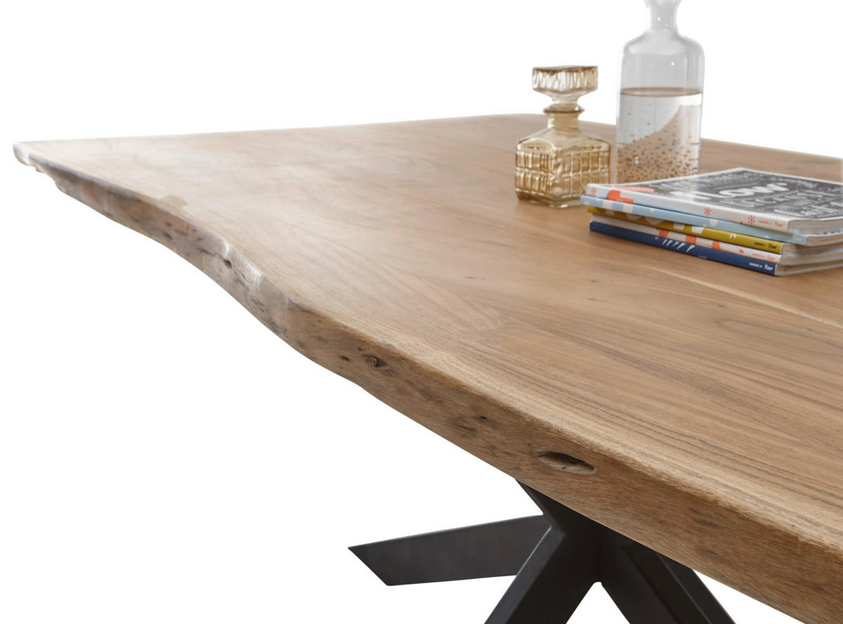 ESSTISCH in Holz 200/100/76,5 cm  - Schwarz/Akaziefarben, Konventionell, Holz/Metall (200/100/76,5cm) - Livetastic