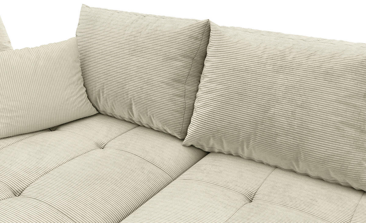 ECKSOFA in Cord Naturfarben  - Schwarz/Naturfarben, Konventionell, Holz/Textil (202/298cm) - MID.YOU