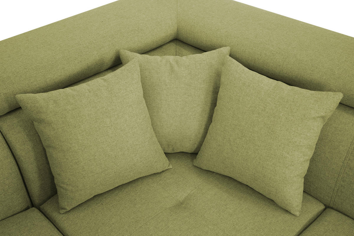 ECKSOFA in Webstoff Grün  - Silberfarben/Grün, Design, Textil/Metall (257/226cm) - Xora