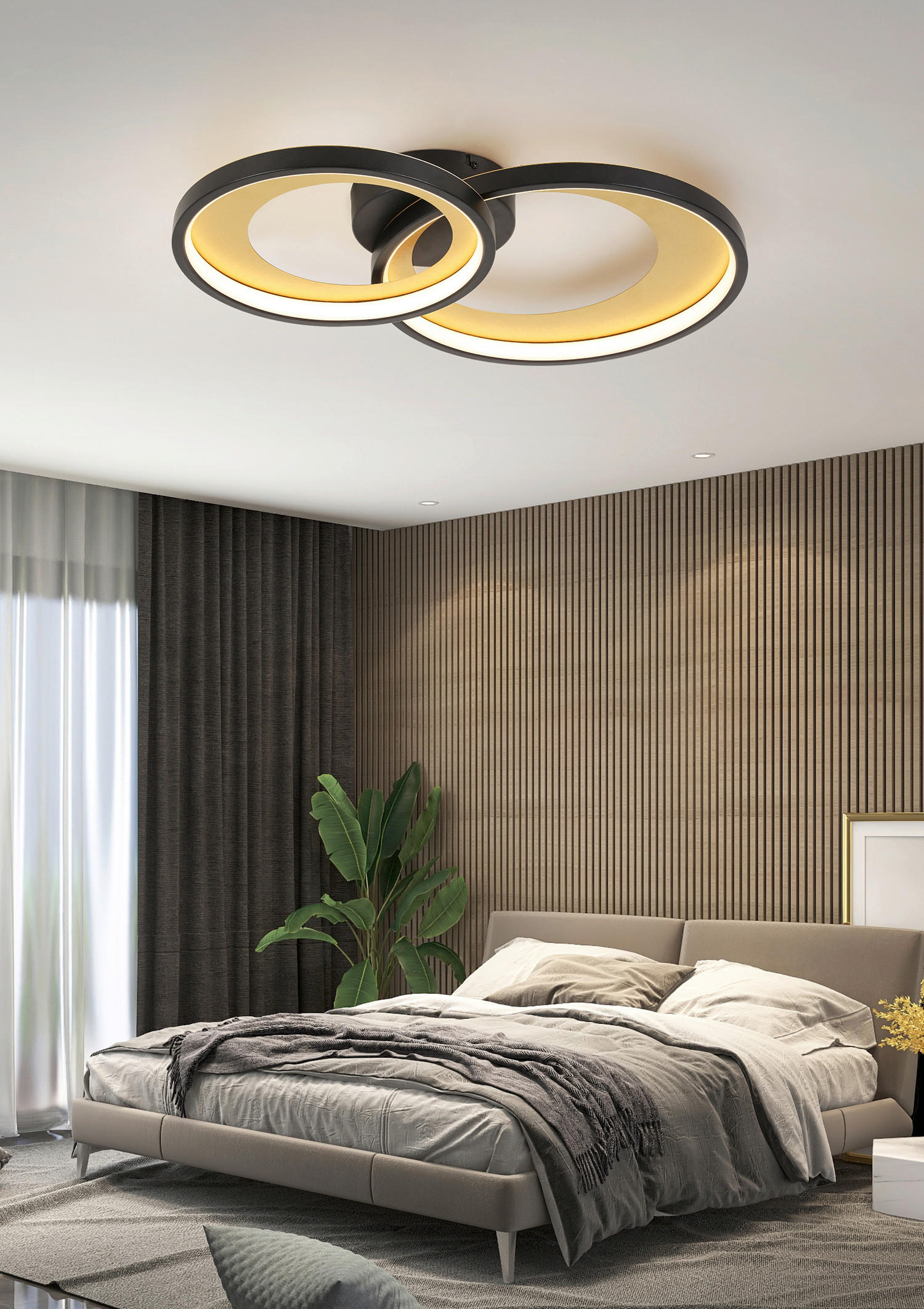 STROPNA LED-SVETILKA   24 W/2500 lm/3000 K/220-240 V/ - zlate barve/črna, Design, kovina/umetna masa (55/35/8,5cm) - Novel