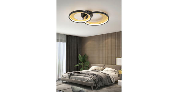 LED-DECKENLEUCHTE RING - Goldfarben/Schwarz, Design, Kunststoff/Metall (55/35/8,5cm) - Novel