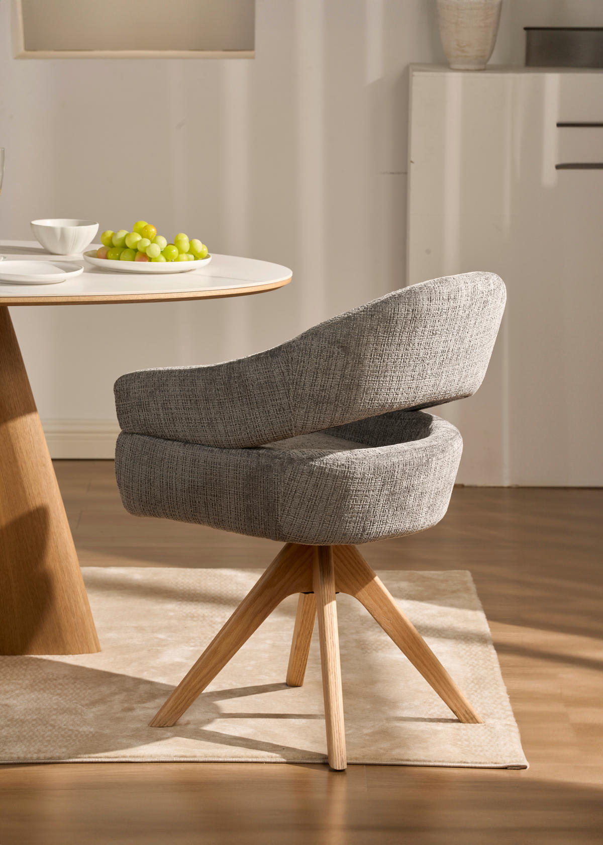 ARMLEHNSTUHL in Holz, Textil Grau, Eichefarben  - Eichefarben/Grau, MODERN, Holz/Textil (58/85/62cm) - Livetastic