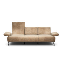 3-SITZER-SOFA in Samt Sandfarben  - Sandfarben/Schwarz, Design, Textil/Metall (234-264/85/86-94cm) - SENSOO
