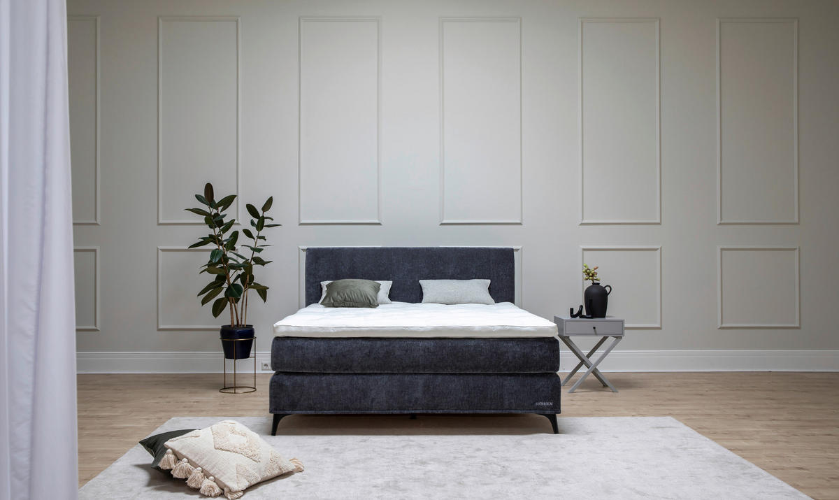 BOXSPRINGBETT 180/200 cm  in Anthrazit  - Anthrazit/Schwarz, Konventionell, Holz/Textil (180/200cm) - Sjöholm