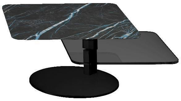 COUCHTISCH Rauchglas 68/68/36 cm quadratisch Schwarz, Silberfarben  - Silberfarben/Schwarz, Design, Glas/Keramik (68/68/36cm) - Bacher