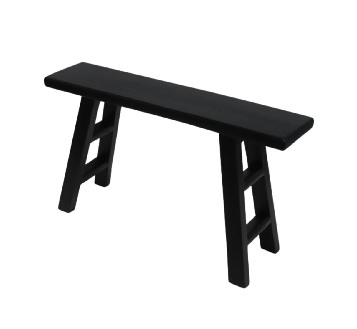 HOCKERBANK 90/50/25 cm Schwarz Recyclingholz vollmassiv  - Schwarz, Design, Holz (90/50/25cm) - Livetastic