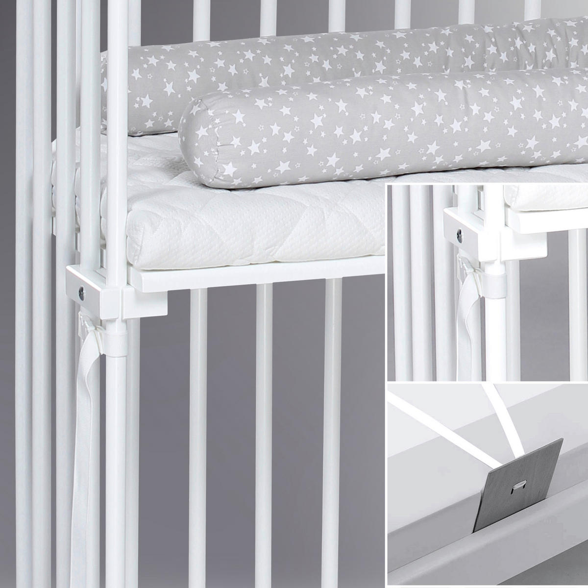 BEISTELLBETT Babybay Original  - Weiß, Basics, Holz (46/79/87cm) - Babybay