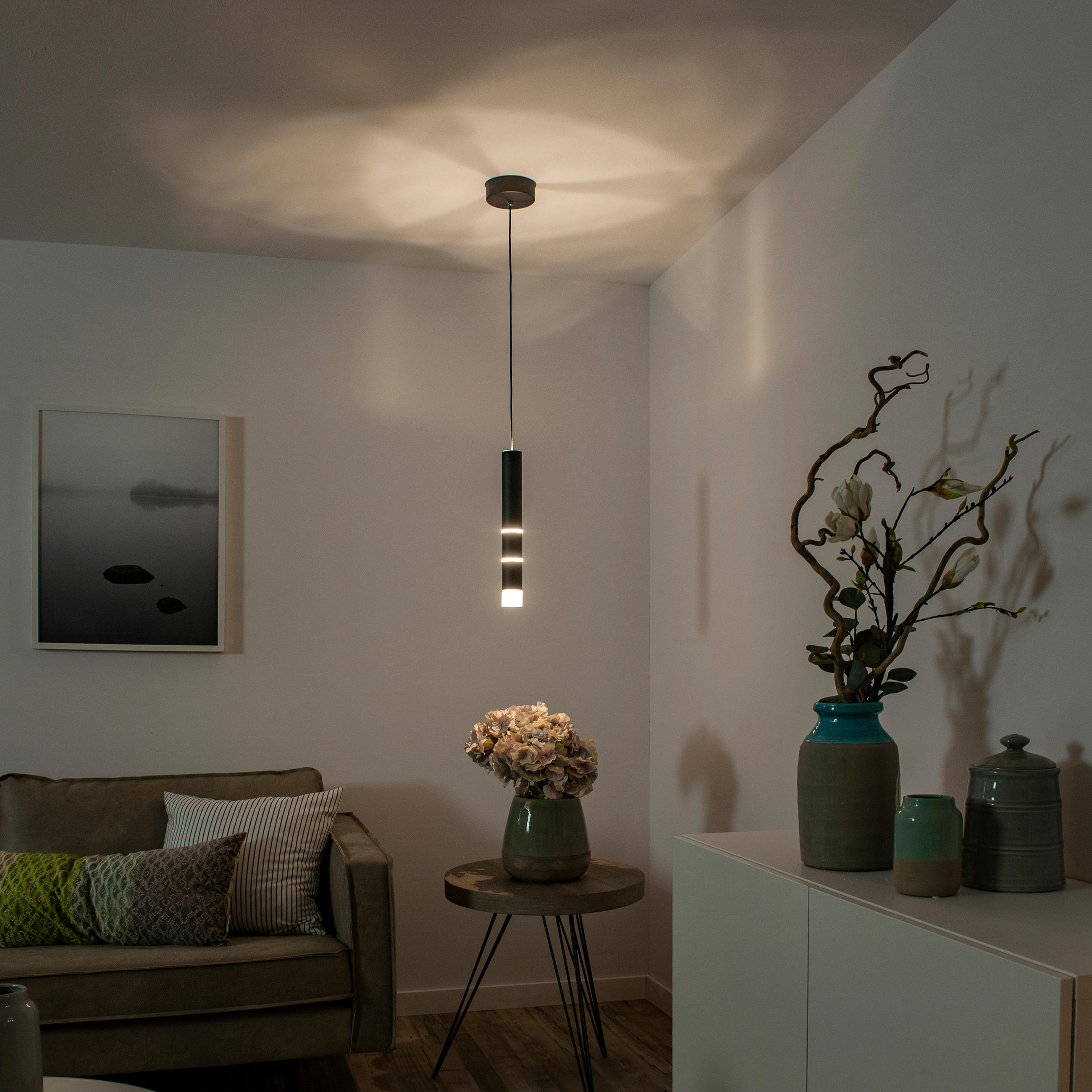 LED-HÄNGELEUCHTE PURE-VEGA 12/12/120 cm   - Schwarz, Design, Kunststoff/Metall (12/12/120cm) - Neuhaus PURE