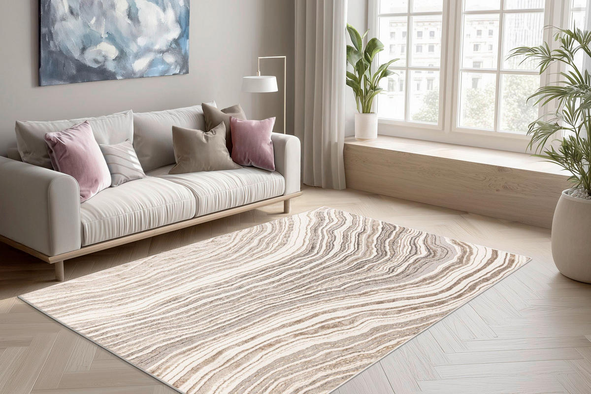 FLACHWEBETEPPICH 200/290 cm Silberfarben, Beige rechteckig  - Beige/Silberfarben, Basics, Textil (200/290cm) - Kayoom