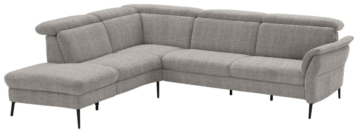 ECKSOFA in Struktur Hellgrau  - Hellgrau/Schwarz, Modern, Textil/Metall (235/275cm) - Cantus