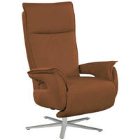 FERNSEHSESSEL in Lederlook (vegan) Cognac  - Edelstahlfarben/Cognac, MODERN, Textil/Metall (77/116/80cm) - Livetastic