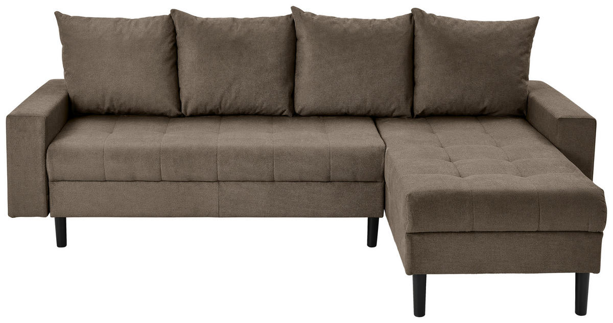 ECKSOFA in Webstoff Braun  - Schwarz/Braun, Konventionell, Kunststoff/Textil (231/157cm) - P & B