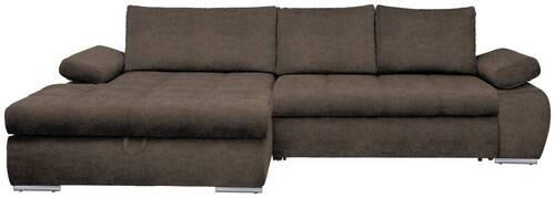 ECKSOFA in Flachgewebe Graubraun  - Chromfarben/Weiss, Design, Kunststoff/Textil (173/294cm) - Carryhome