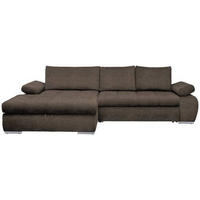 ECKSOFA in Flachgewebe Graubraun  - Chromfarben/Weiss, Design, Kunststoff/Textil (173/294cm) - Carryhome