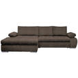 ECKSOFA in Flachgewebe Graubraun  - Chromfarben/Graubraun, Design, Kunststoff/Textil (173/294cm) - Carryhome