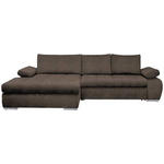 ECKSOFA in Flachgewebe Graubraun  - Chromfarben/Graubraun, Design, Kunststoff/Textil (173/294cm) - Carryhome