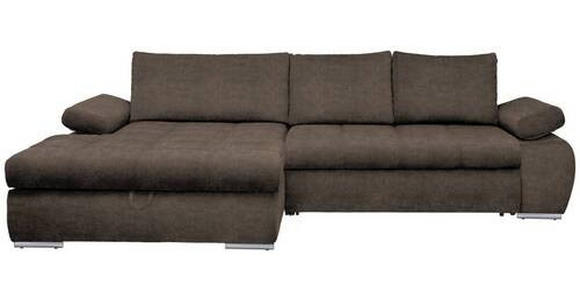 ECKSOFA in Flachgewebe Graubraun  - Chromfarben/Graubraun, Design, Kunststoff/Textil (173/294cm) - Carryhome