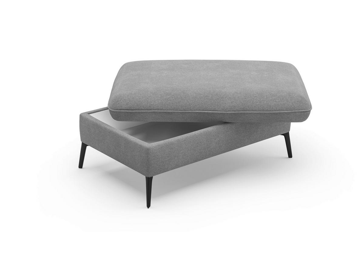 HOCKER Flachgewebe Grau  - Creme/Schwarz, KONVENTIONELL, Textil/Metall (104/47/69cm) - Sit & More