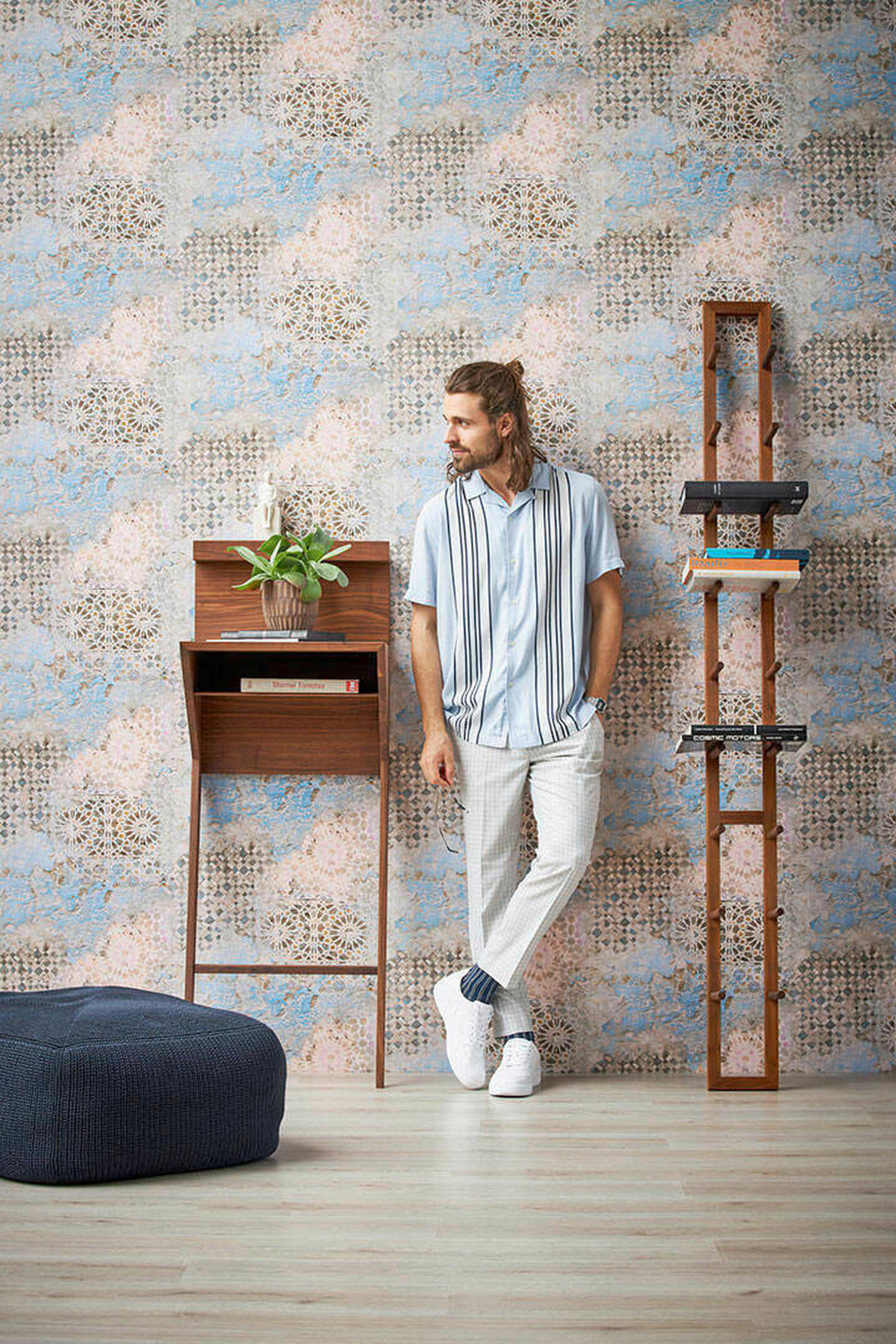 TAPETA VINILNA  plava, siva, bež  - siva/bež, Trend, papir (53*1000cm)