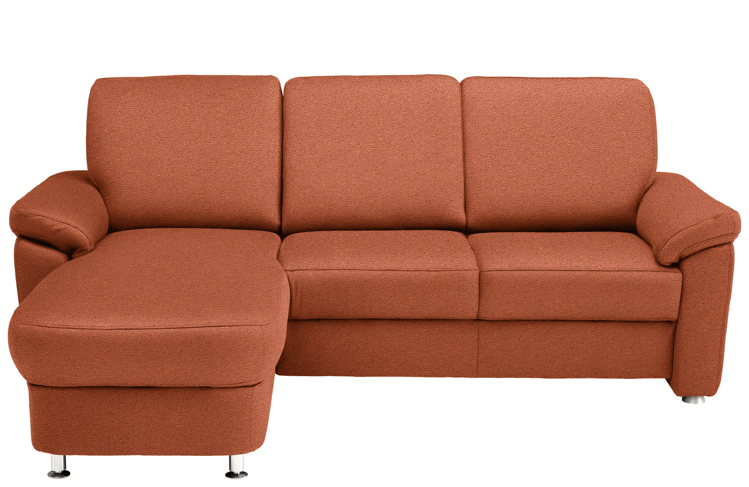 ECKSOFA in Flachgewebe Terracotta  - Chromfarben/Terracotta, Konventionell, Textil/Metall (163/250cm) - Beldomo System