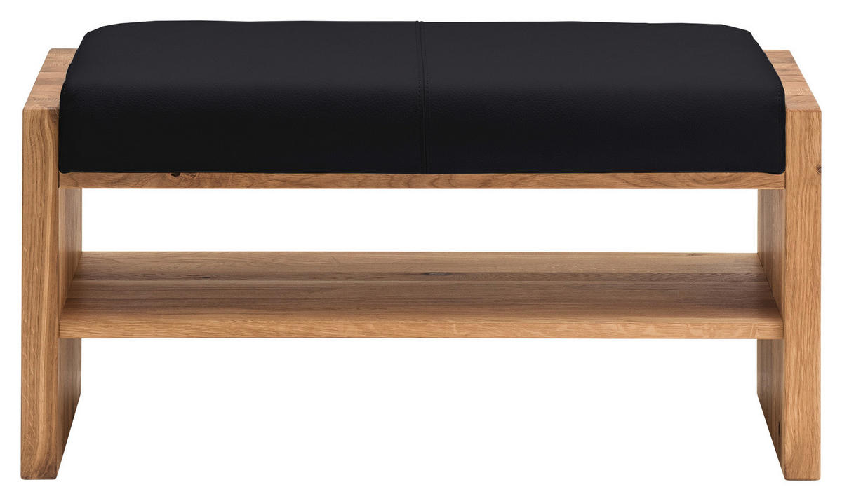 GARDEROBENBANK  in 88/44/42 cm  - Eichefarben/Anthrazit, MODERN, Leder/Holz (88/44/42cm) - Linea Natura