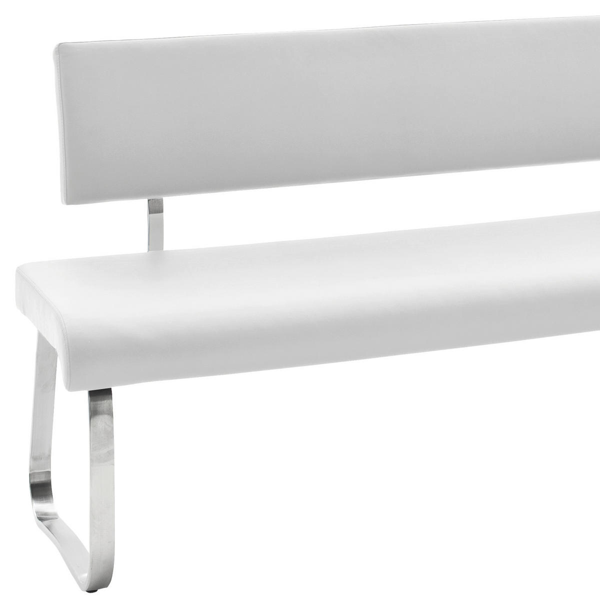 ECKBANK 200/150 cm  in Weiß, Edelstahlfarben  - Edelstahlfarben/Weiß, Design, Leder/Metall (200/150cm) - Livetastic