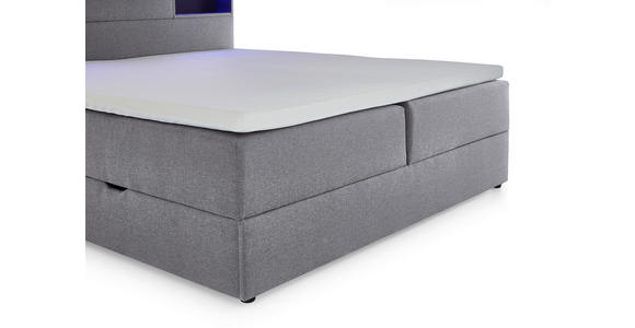 BOXSPRINGBETT 180/200 cm in Hellgrau - Hellgrau/Schwarz, Design, Holz/Textil (180/200cm) - Xora