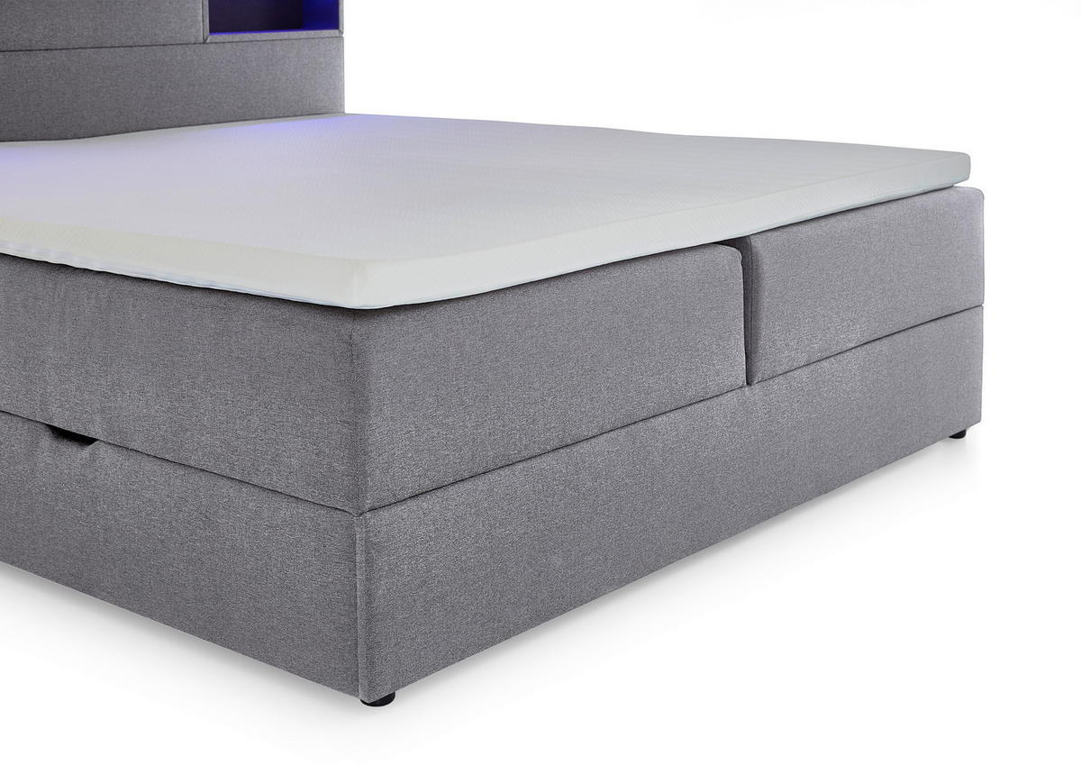 BOXSPRINGBETT 160/200 cm  in Hellgrau  - Hellgrau/Schwarz, Design, Holz/Textil (160/200cm) - Xora