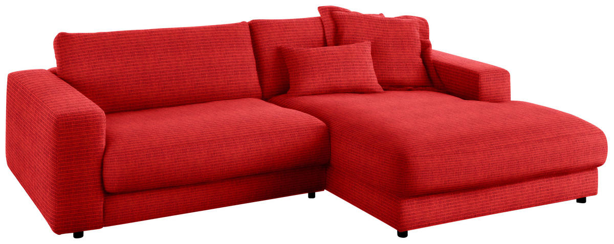 ECKSOFA in Chenille Orange  - Schwarz/Orange, Design, Kunststoff/Textil (270/190cm) - Lomoco