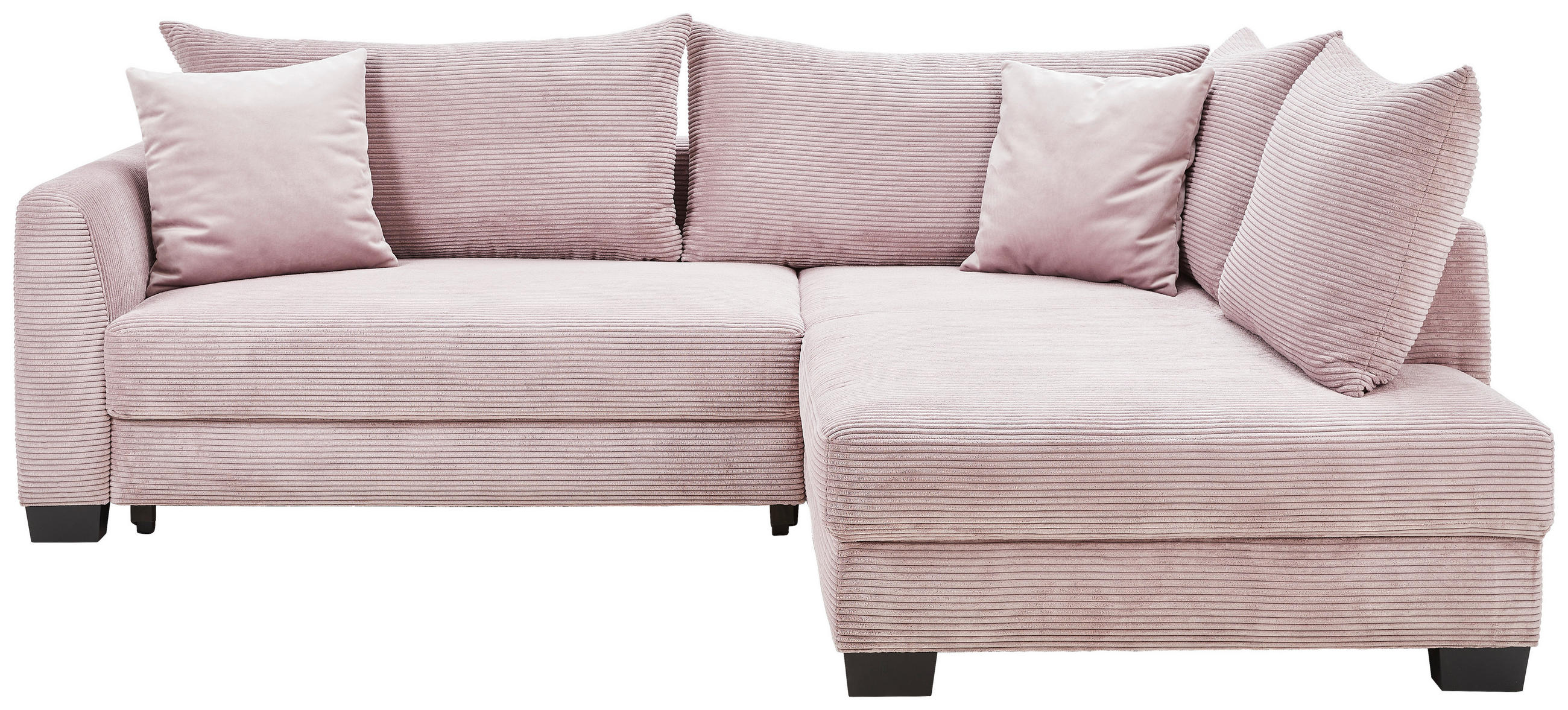 ECKSOFA Rosa Cord  - Schwarz/Rosa, KONVENTIONELL, Holz/Textil (267/181cm) - Carryhome