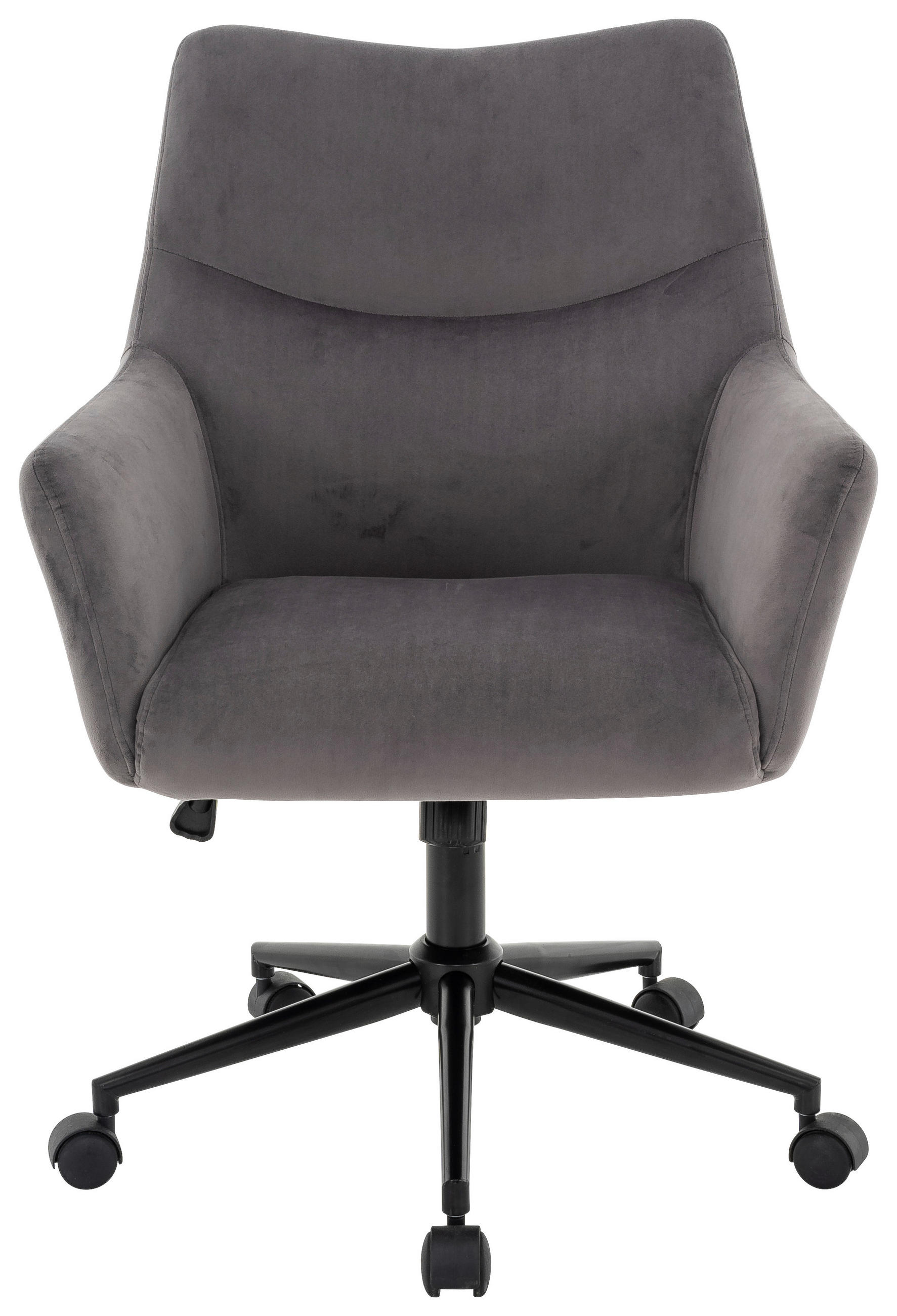 DREHSTUHL Samt Grau, Schwarz  - Schwarz/Grau, Design, Textil/Metall (64/90-98/68cm) - Carryhome