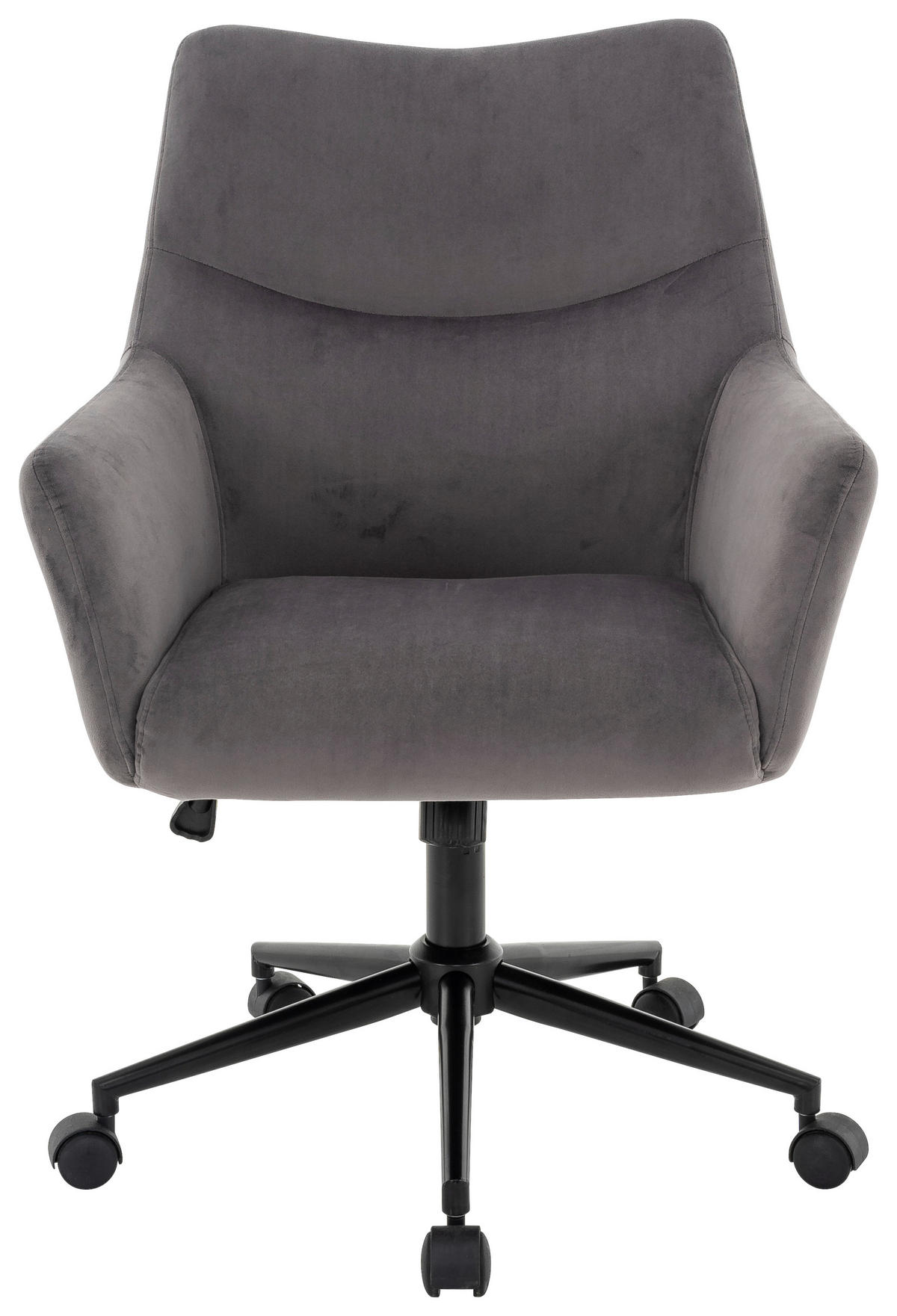 DREHSTUHL Samt Grau, Schwarz  - Schwarz/Grau, Design, Textil/Metall (64/90-98/68cm) - Carryhome