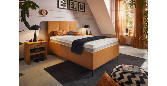 POLSTERBETT 120/200 cm,  in Senfgelb, Bettkasten, Lattenroste, Matratzen, H2 = mittel  - Senfgelb/Schwarz, Design, Holz/Textil (120/200cm) - Voleo