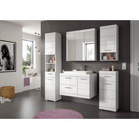BADEZIMMER 6-teilig  in 184 cm  - Weiß Hochglanz/Silberfarben, Trend, Glas/Holzwerkstoff (184cm) - MID.YOU