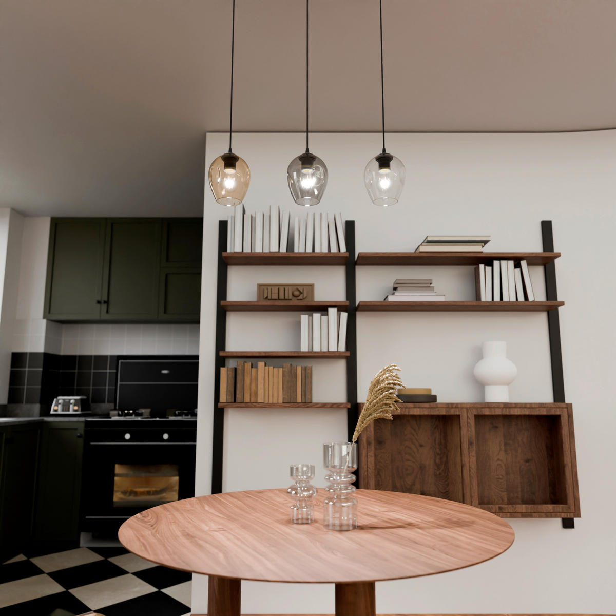 HÄNGELEUCHTE  70/14/100 cm    - Schwarz, KONVENTIONELL, Glas/Metall (70/14/100cm)