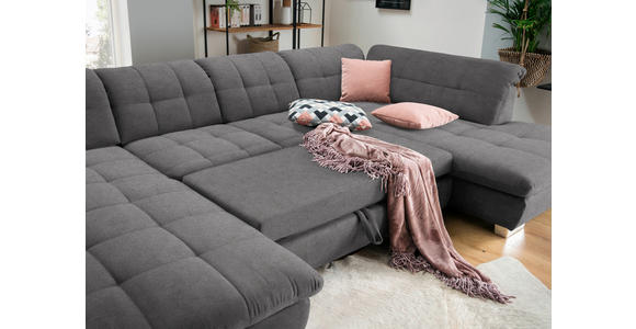 WOHNLANDSCHAFT  in Mikrofaser Grau  - Chromfarben/Grau, Design, Kunststoff/Textil (204/350/211cm) - Xora