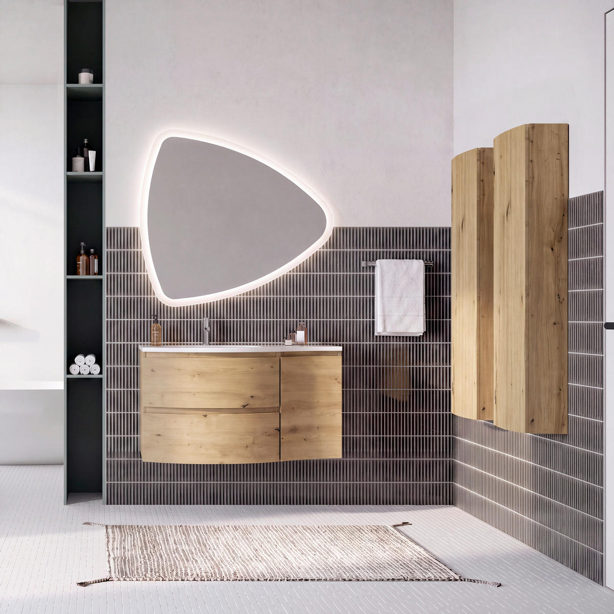 BADEZIMMER 4-teilig  in 105 cm  - Eiche Artisan/Weiß, Natur, Holzwerkstoff/Stein (105cm) - Voleo