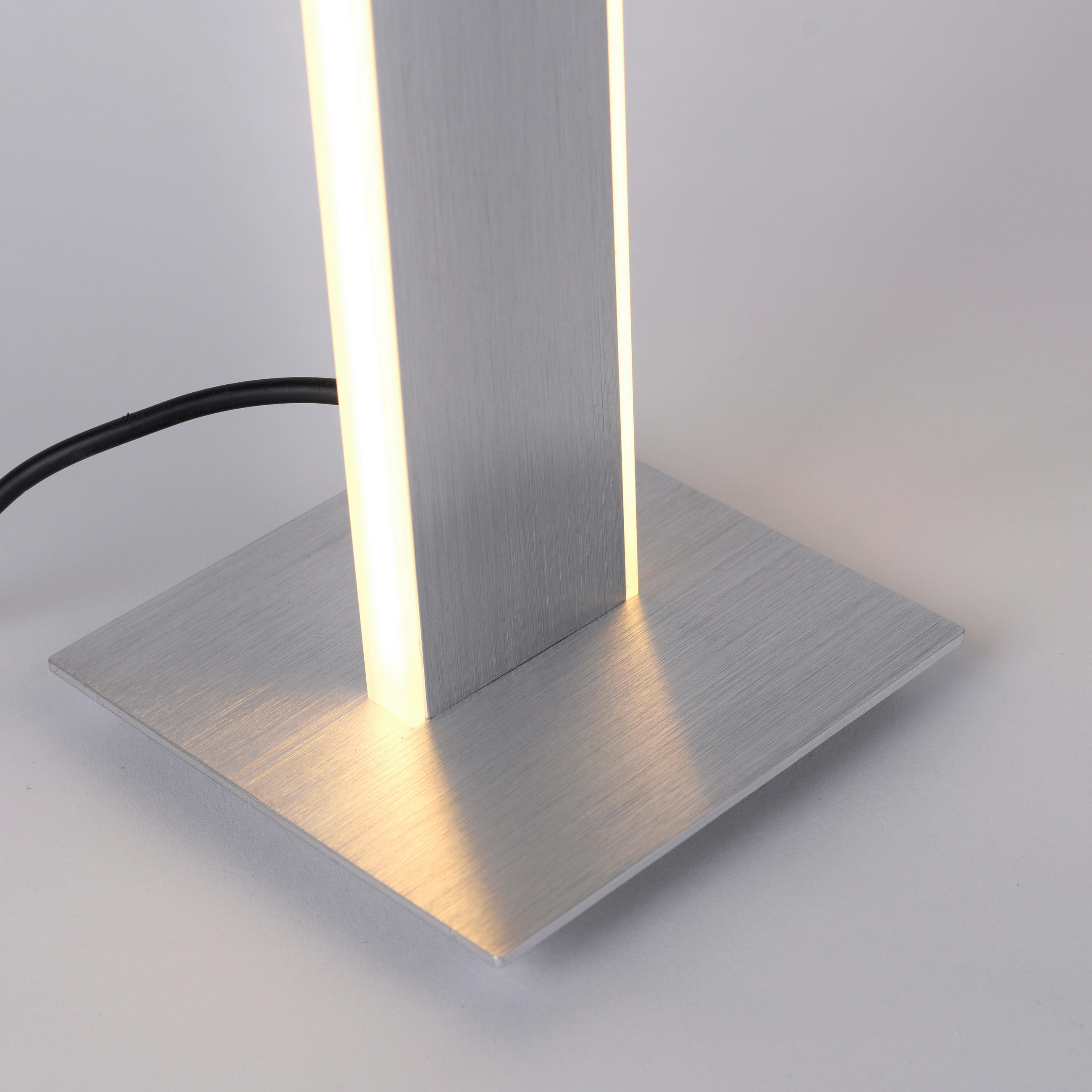 STOLNÁ LED LAMPA, diaľkový ovládač, 14/14/40 cm - hliníková, Design, kov/plast (14/14/40cm)