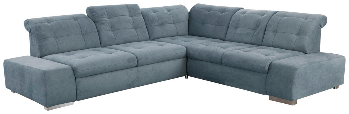 ECKSOFA in Flachgewebe Graublau  283/254 cm  - Chromfarben/Graublau, MODERN, Kunststoff/Textil (283/254cm) - Sit & More
