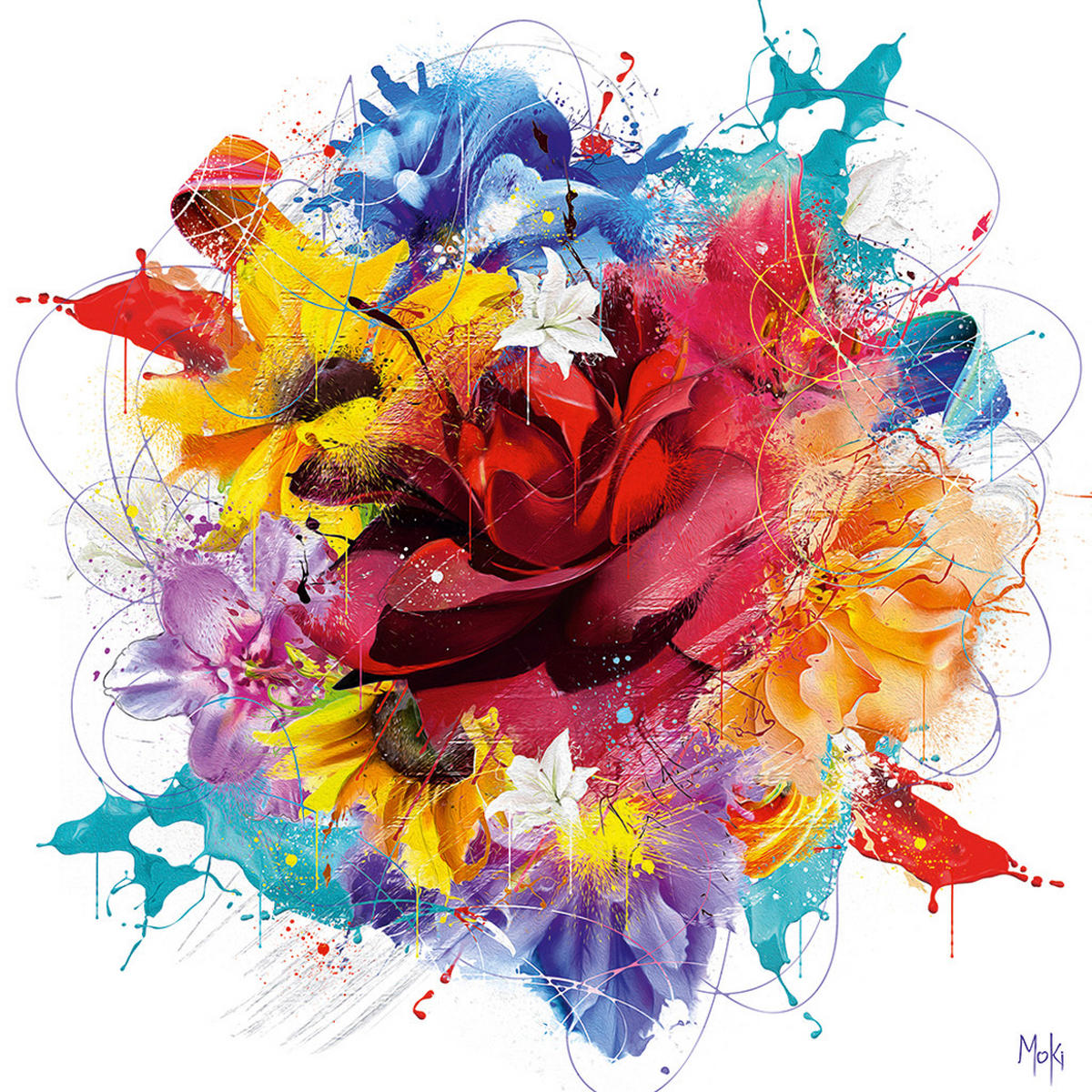 KUNSTDRUCK 14/14 cm  - Weiss/Multicolor, Basics, Papier (14/14cm) - Monee