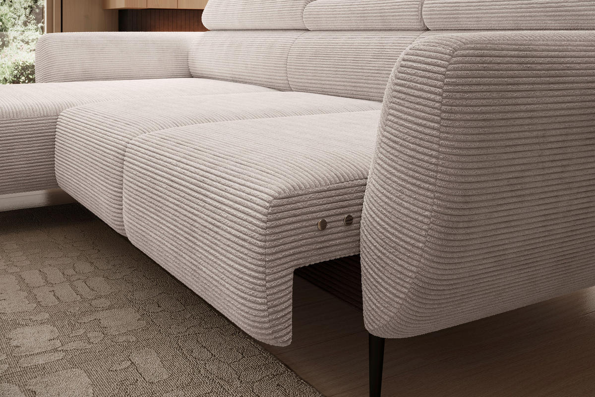 ECKSOFA in Cord Naturfarben  - Schwarz/Naturfarben, Konventionell, Textil/Metall (174/277cm) - Carryhome