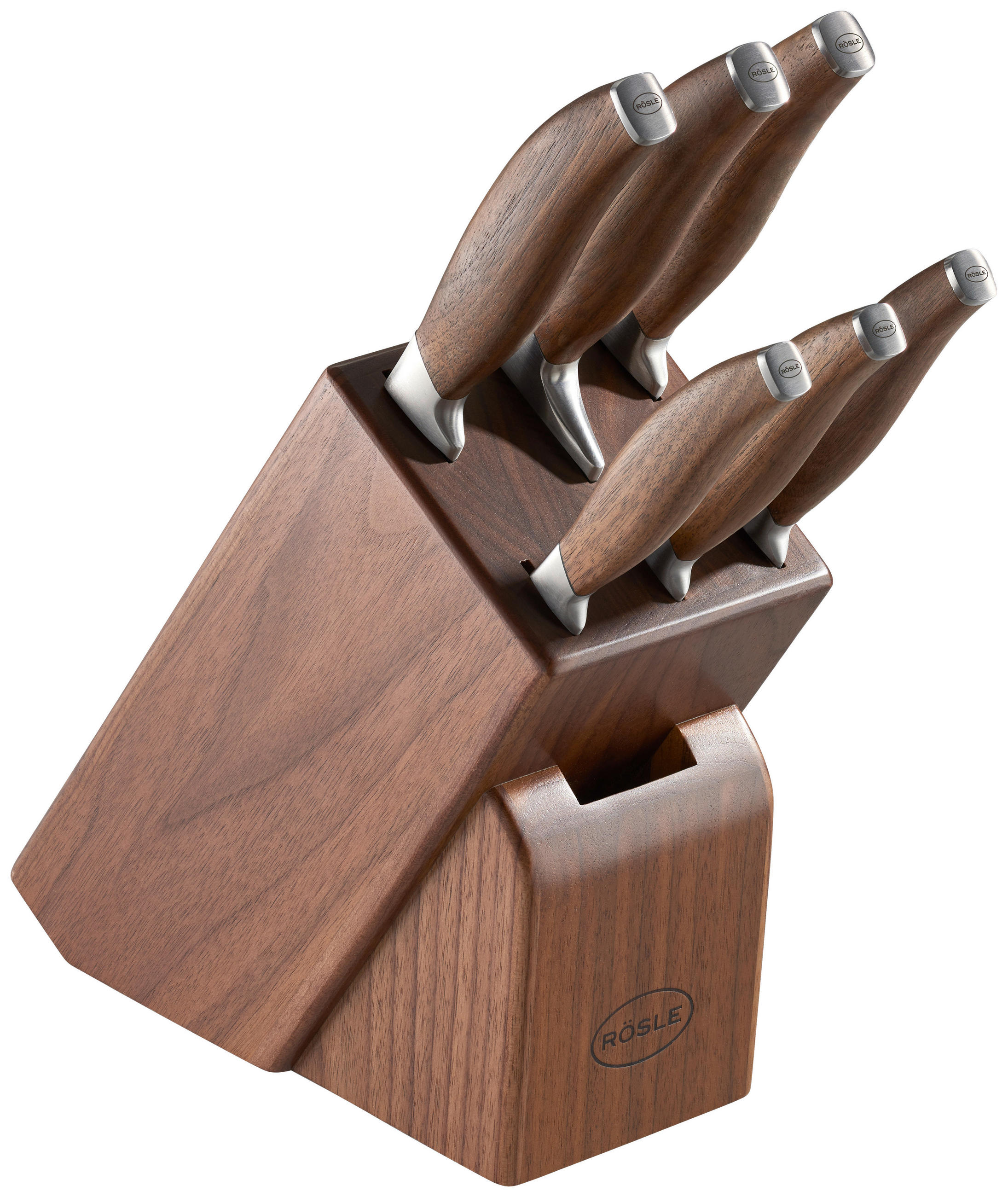 MESSERBLOCK 7-teilig  - Walnussfarben, Design, Holz (12,5/25,0/36,0cm) - Rösle