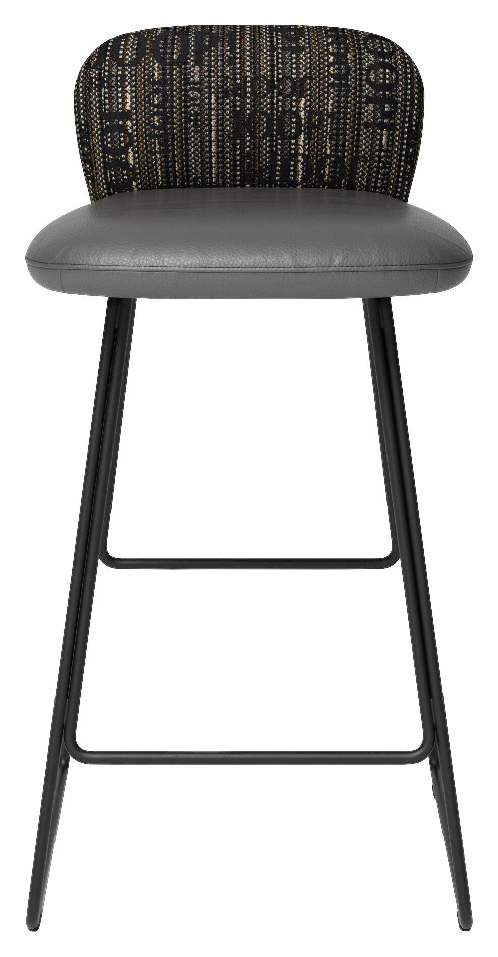 BARHOCKER Flachgewebe Kombination Echtleder/Stoff Schwarz, Schlammfarben Lederauswahl, Stoffauswahl, Gestellauswahl  - Schlammfarben/Schwarz, Design, Leder/Textil (43/80/47cm) - Joop!