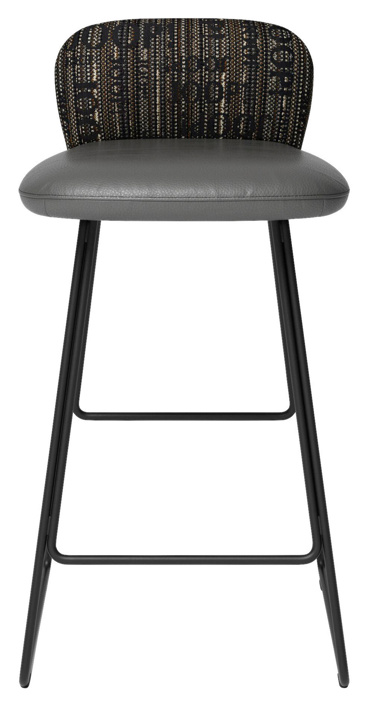 BARHOCKER Flachgewebe Kombination Echtleder/Stoff Schwarz, Schlammfarben Lederauswahl, Stoffauswahl, Gestellauswahl  - Schlammfarben/Schwarz, Design, Leder/Textil (43/80/47cm) - Joop!
