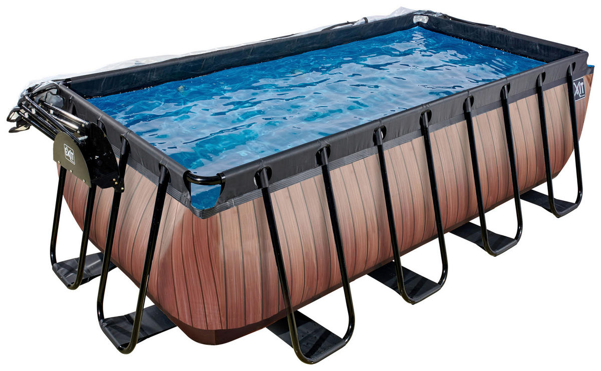 POOL-SET WOOD 400/200/122 cm  - Braun, KONVENTIONELL, Metall (400/200/122cm) - EXIT Toys