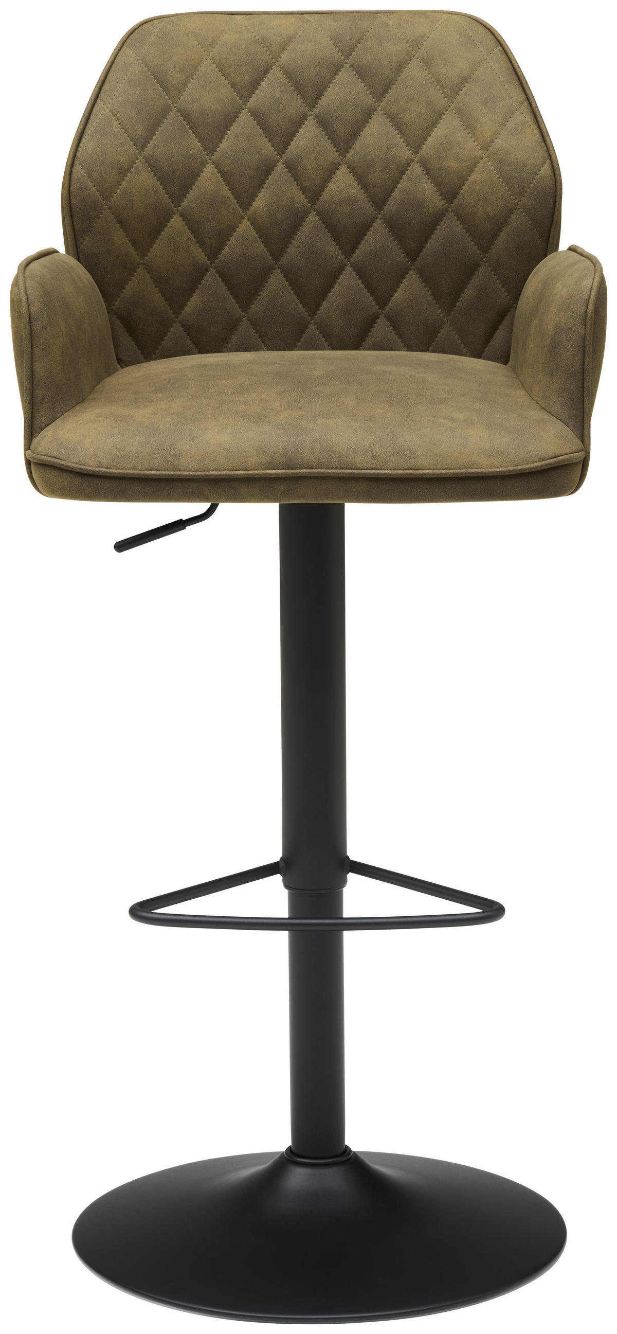 Barhocker höhenverstellbar in Metall, Textil Grün, Schwarz  - Schwarz/Grün, KONVENTIONELL, Textil/Metall (51/90-111/52cm) - MID.YOU