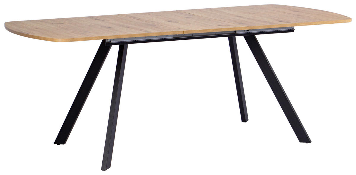 ESSTISCH in Metall, Holzwerkstoff  - Schwarz/Eiche Artisan, KONVENTIONELL, Holzwerkstoff/Metall (160-200/75/90cm) - MID.YOU