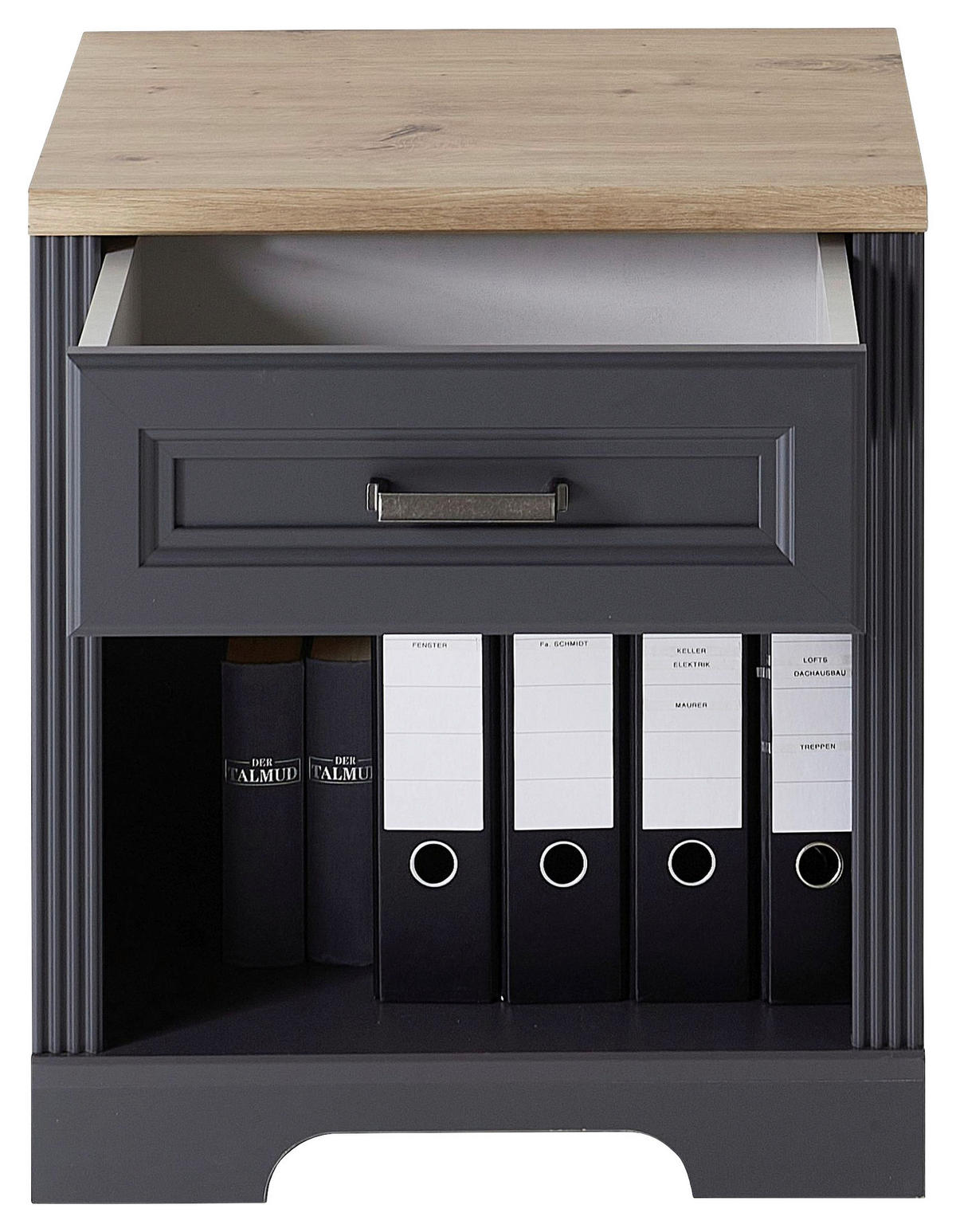 ROLLCONTAINER Graphitfarben, Eiche Artisan  - Graphitfarben/Eiche Artisan, KONVENTIONELL, Holzwerkstoff/Metall (54/62/39cm) - Carryhome