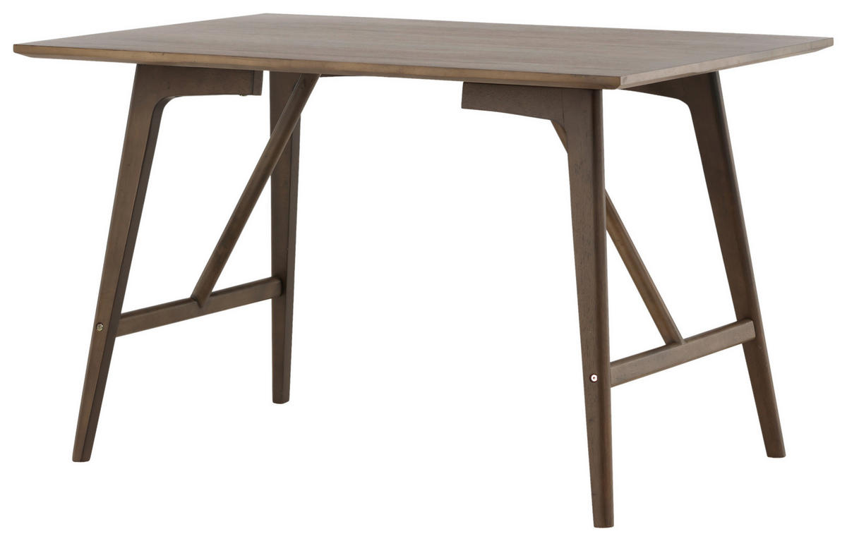 ESSTISCH Kautschukholz furniert, massiv rechteckig Dunkelbraun  - Dunkelbraun, Design, Holz/Holzwerkstoff (120/80/75cm) - Livetastic