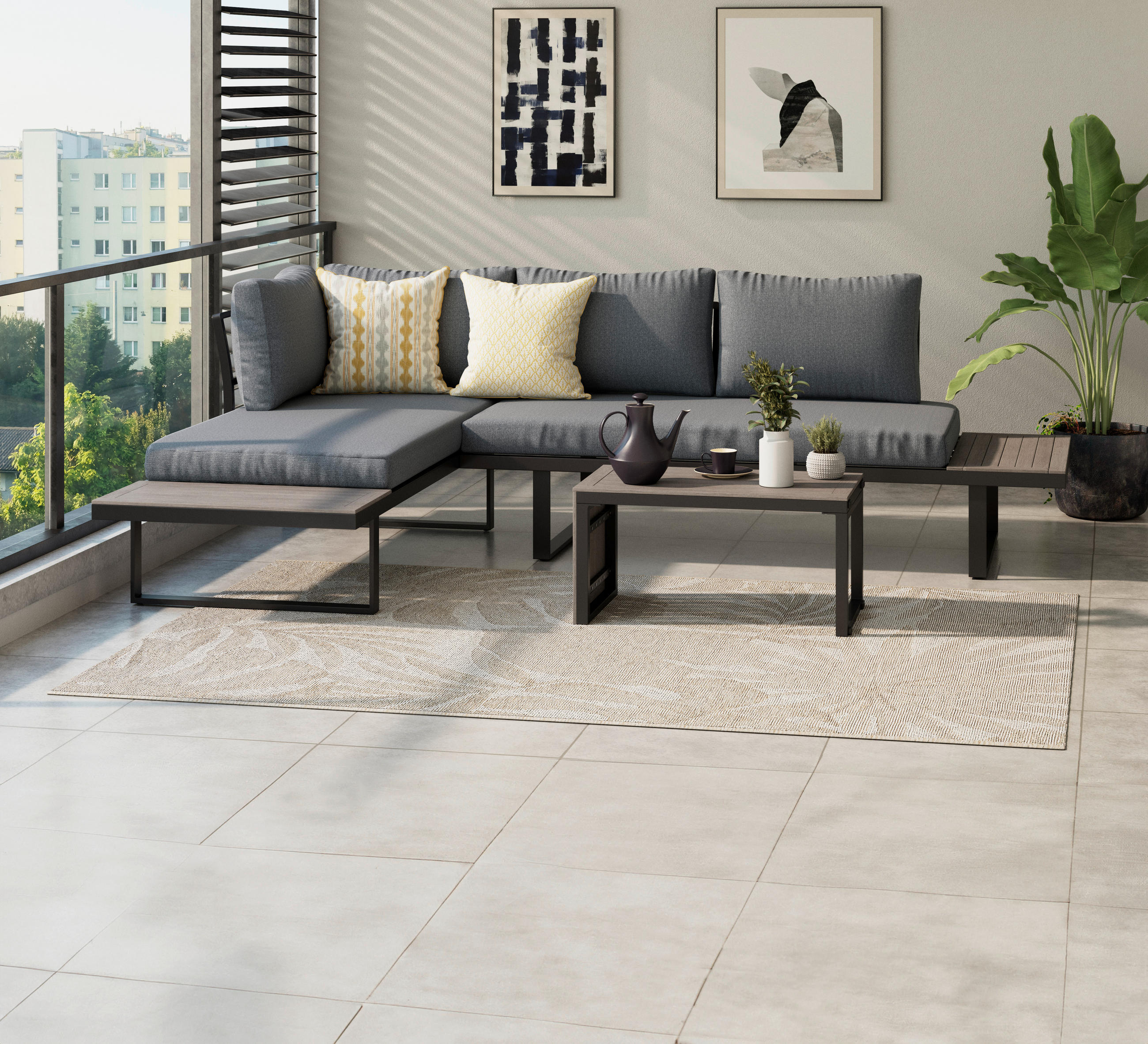 LOUNGEGARNITUR  182/252 cm  Aluminium  - Grau, MODERN, Kunststoff/Textil (182/252cm) - Ambia Garden
